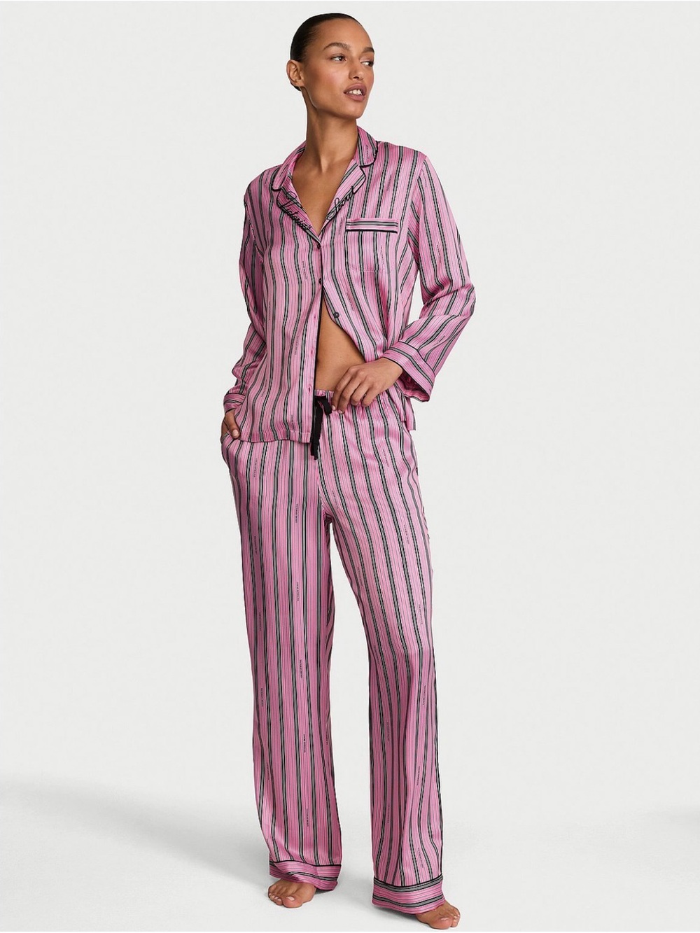 NWT Victoria's Secret Signature Satin Long Pajama Set